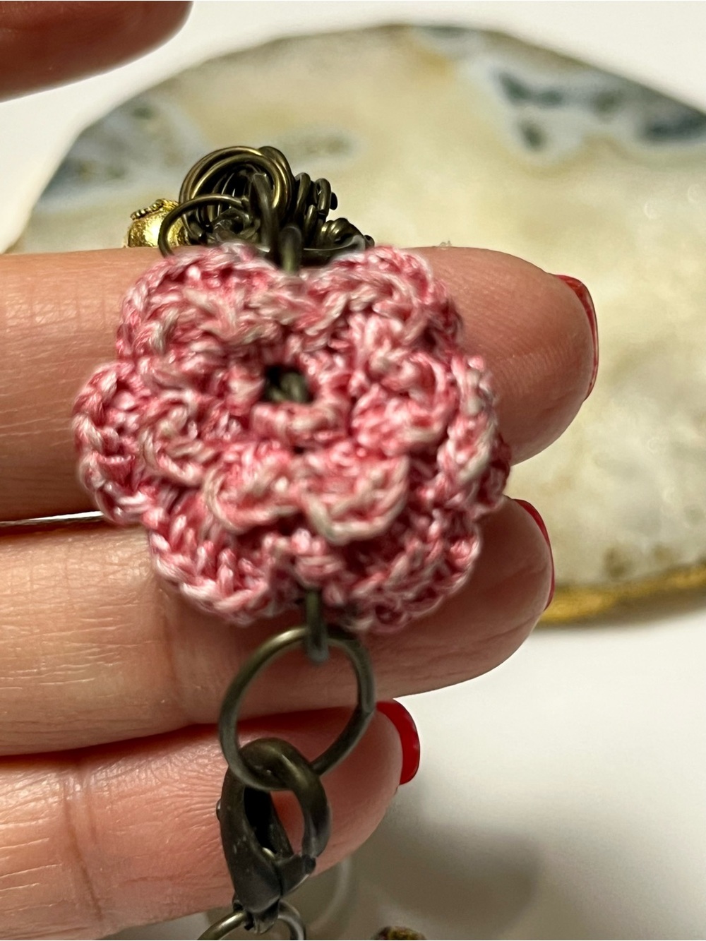 Handmade Multi-Color vintage Crochet Flower Bracelet - Women Jewelry - Picture 7 of 10